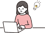 パソコンで情報収集をしている女性のイラスト