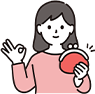 がま口財布を持ち指でOKポーズをする女性のイラスト